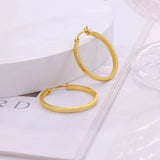 Lady High Flatted Hoop Earrings 14K Plated Jewelry 925 Silver Post