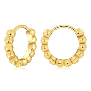 Small Bead Hoop Earring Women 14K Plated Jewelry Piercing Ear Ring Set