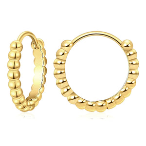 Small Bead Hoop Earring Women 14K Plated Jewelry Piercing Ear Ring Set