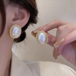 Vintage Style Pearl Hoop Earrings Jewelry