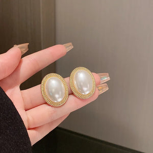 Vintage Style Pearl Hoop Earrings Jewelry