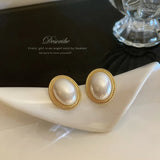 Vintage Style Pearl Hoop Earrings Jewelry