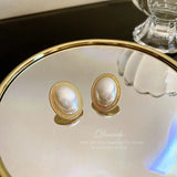 Vintage Style Pearl Hoop Earrings Jewelry