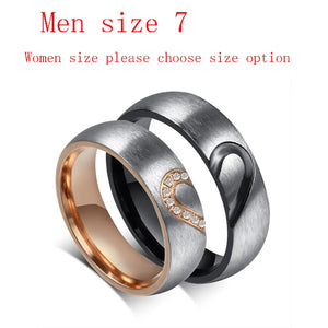 Vonx Love Heart Promise Rings Set Stainless Steel Couples Engagement Bands