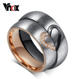 Vonx Love Heart Promise Rings Set Stainless Steel Couples Engagement Bands