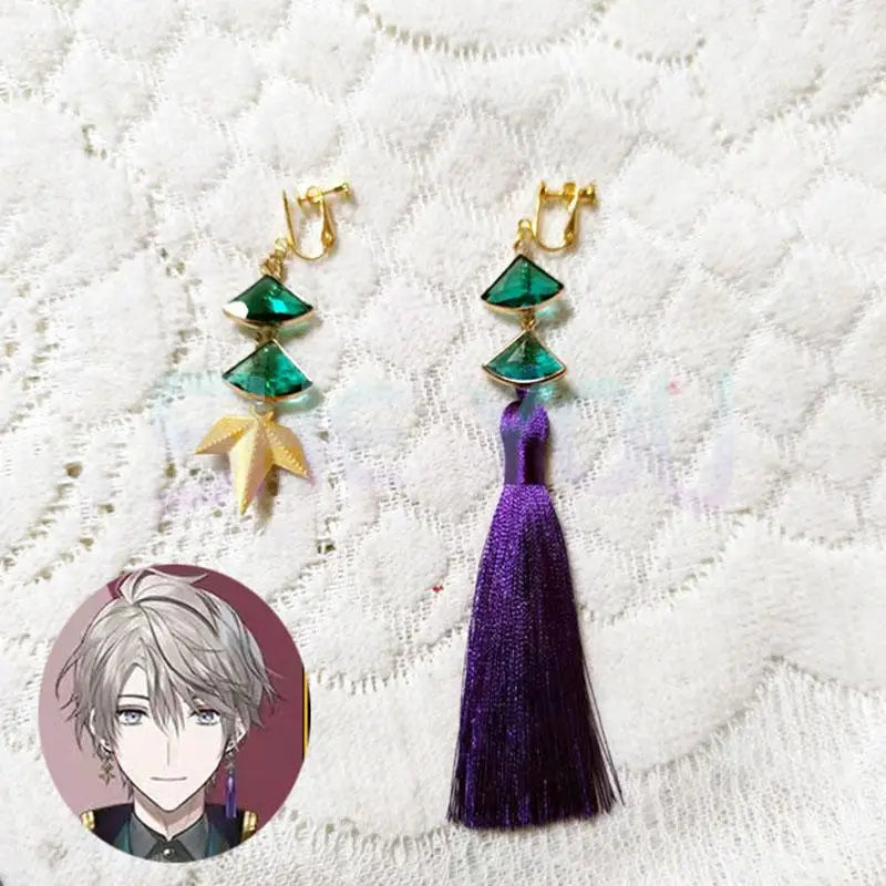 Nijisanji Kaida Haru Cosplay Earrings Hooks Anime Costume Accessory Props