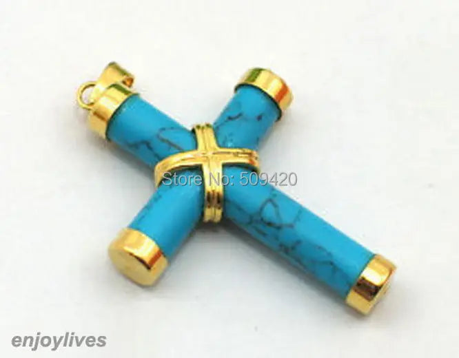 Turquoise Cross Pendant & Necklace Set