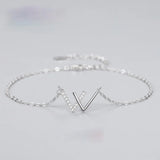 W Letter Bracelet Silver Double V Bracelet for Women