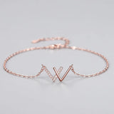 W Letter Bracelet Silver Double V Bracelet for Women