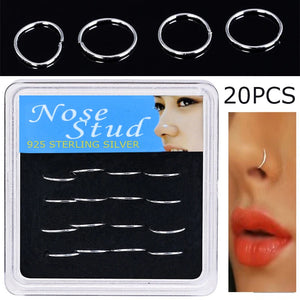 20PCS Round Nose Rings Earring Nose Studs Body Piercing Jewelry