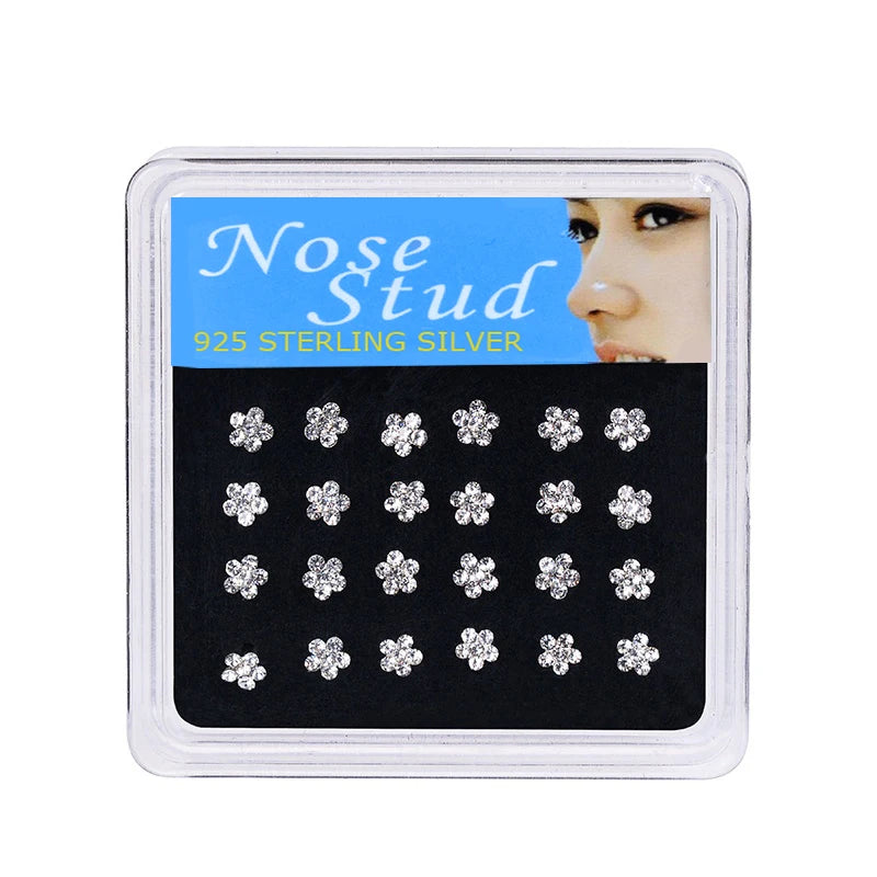 24PCS Crystal Zirconia Nose Studs Women Multiple Styles Nose Piercing