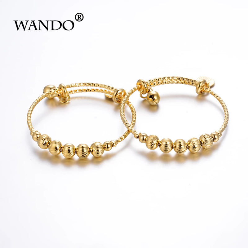 2pcs Round Ball Bell Small Bangle Bracelet for Kids Birthday Gift