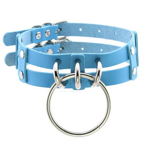 Harajuku Double Leather O-ring Choker Necklace