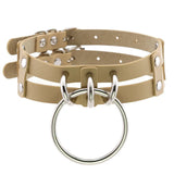 Harajuku Double Leather O-ring Choker Necklace