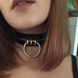 Harajuku Double Leather O-ring Choker Necklace