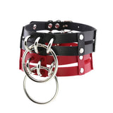 Harajuku Double Leather O-ring Choker Necklace