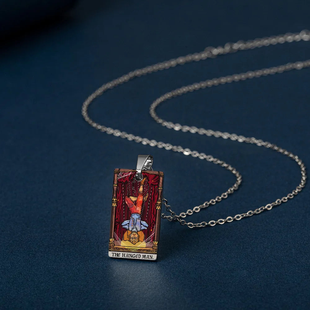 Halloween horror series collarbone chain with Tarot card pendant