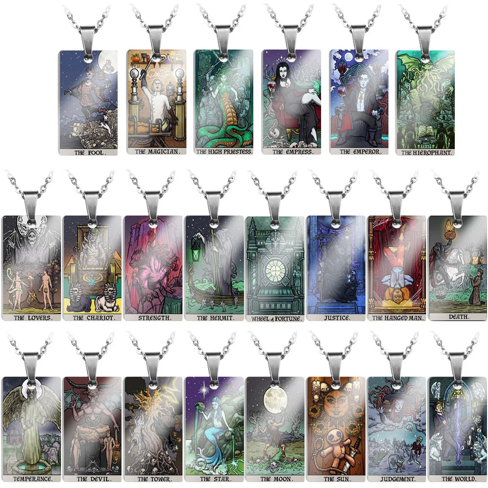 Halloween horror series collarbone chain with Tarot card pendant
