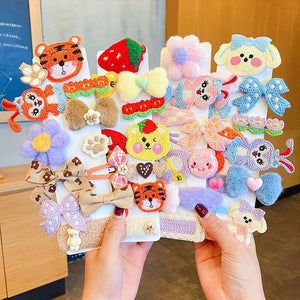 WANGAIYAO Children's Hair Clip Set - 10 Pieces Cartoon Hairpin