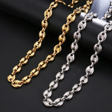 Retro Stainless Steel Coffee Bean Necklace 60cm Long