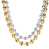 Retro Stainless Steel Coffee Bean Necklace 60cm Long