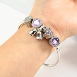 Personalized Amethyst Alloy Bracelet for Girls with Bells