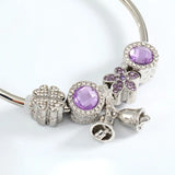Personalized Amethyst Alloy Bracelet for Girls with Bells