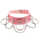 Punk Leather Double Chain O-Ring Collar Bondage Slave BDSM Necklace