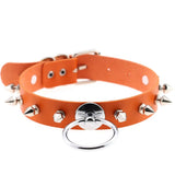Punk Gothic Rock Spike Rivets Leather Collar Neck Chain BDSM Bondage