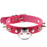 Punk Gothic Rock Spike Rivets Leather Collar Neck Chain BDSM Bondage