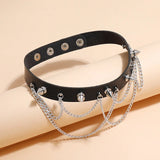 Punk Rock Leather Necklace Bondage Collarbone Chain