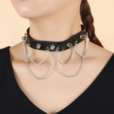 Punk Rock Leather Necklace Bondage Collarbone Chain