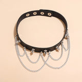 Punk Rock Leather Necklace Bondage Collarbone Chain