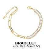 Cold Wind Zircon Chain Necklace Bracelet Set