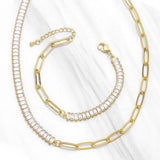 Cold Wind Zircon Chain Necklace Bracelet Set