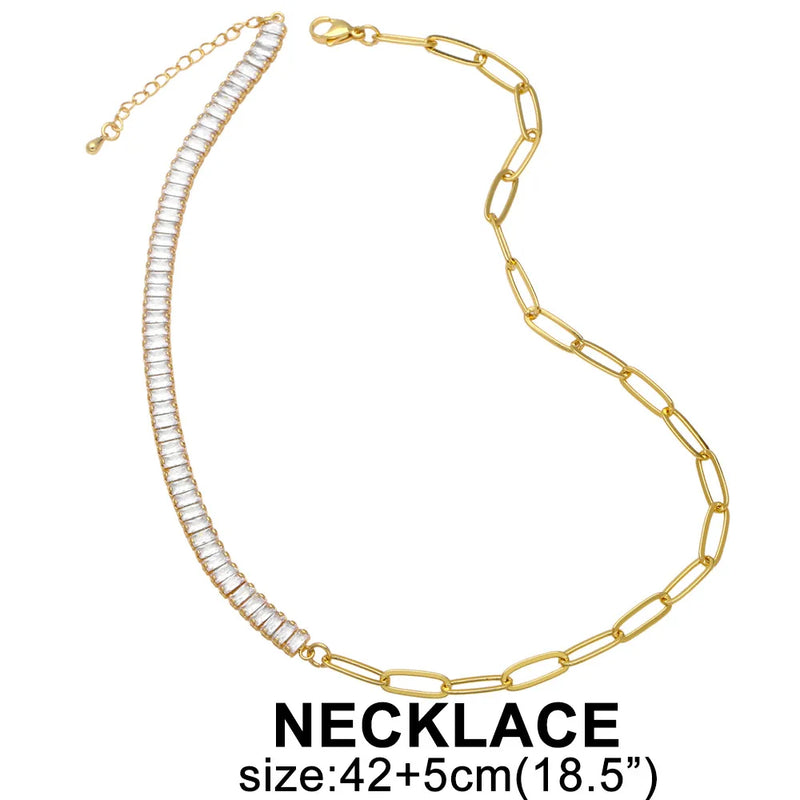 Cold Wind Zircon Chain Necklace Bracelet Set