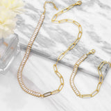 Cold Wind Zircon Chain Necklace Bracelet Set