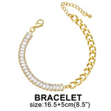 Zircon Necklace & Bracelet Set - Cold Stitching Clavicle Chain
