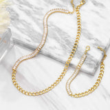 Zircon Necklace & Bracelet Set - Cold Stitching Clavicle Chain