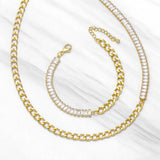 Zircon Necklace & Bracelet Set - Cold Stitching Clavicle Chain