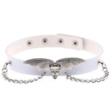 Punk Halloween Christmas Bat Wings Skull Necklace