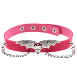 Punk Halloween Christmas Bat Wings Skull Necklace