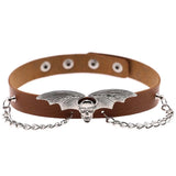 Punk Halloween Christmas Bat Wings Skull Necklace