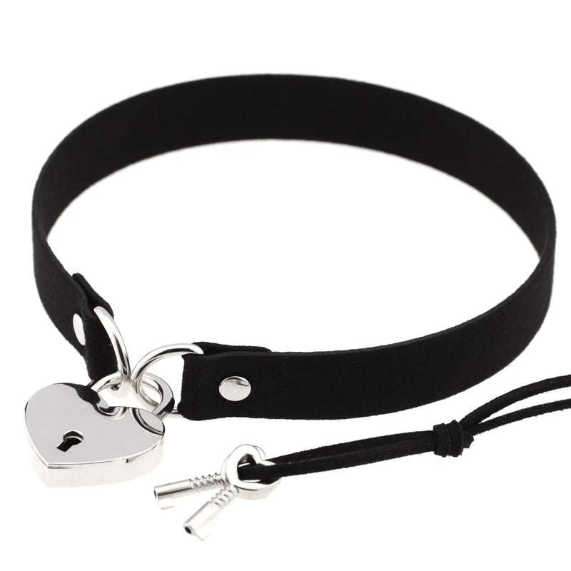 WANGAIYAO Punk Collar Necklace Love Lock Peach Heart