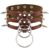 Exaggerated Punk Spiked Rivet PU Leather Necklace