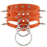 Exaggerated Punk Spiked Rivet PU Leather Necklace