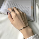 925 Silver Minimalist Square Letter Bracelet