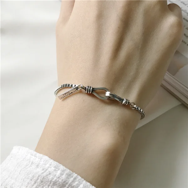 925 Silver Minimalist Square Letter Bracelet