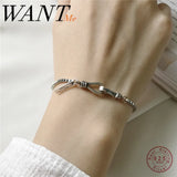 925 Silver Minimalist Square Letter Bracelet