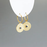 Sterling Silver Zodiac Compass Pendant Earrings